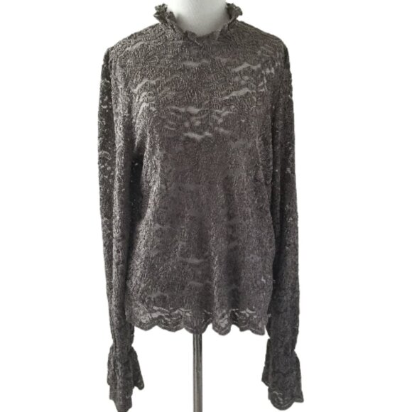 Anthropologie Eri + Ali Lace/Net Blouse l - Picture 8 of 11